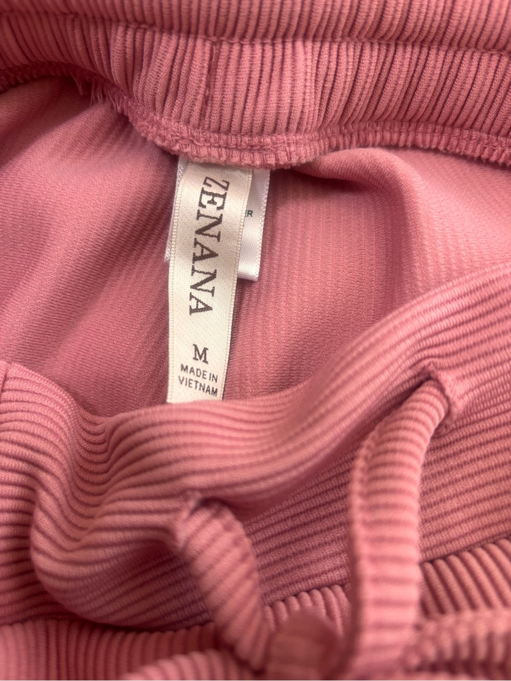 ZENANA Ribbed Lounge Set Dusty Rose Batwing Top Wide Leg Pants M NWOT - Picture 7 of 9